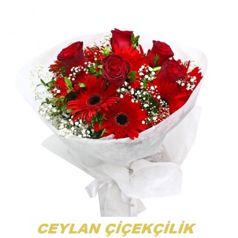 Kırmızı Gerbera Ve Gül